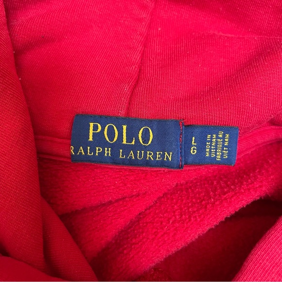 Polo Ralph Lauren Big Pony #3 Patch Edition Red Embroidered Hoodie Sweatshirt L - Picture 5 of 12